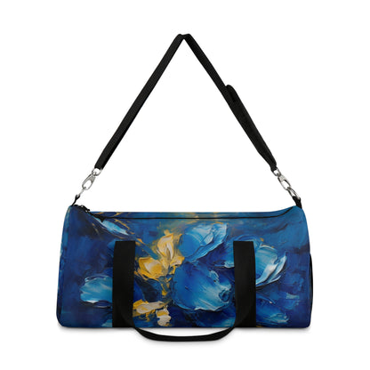 Abstract Wallpaper Duffel Bag: Immersive Floral Beauty with Blue Orchid Motif