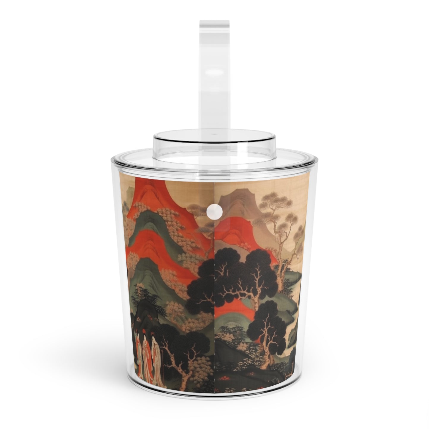 Custom Japanese Tapestry on a Ice Bucket with Tongs- Elevate Your Drink Experience with Unique Artistic Expression