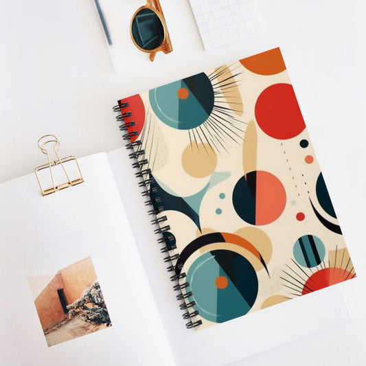 Abstract Elegance: Midcentury Modern Spiral Notebook with Modern Abstract Art and Vintage Fashion