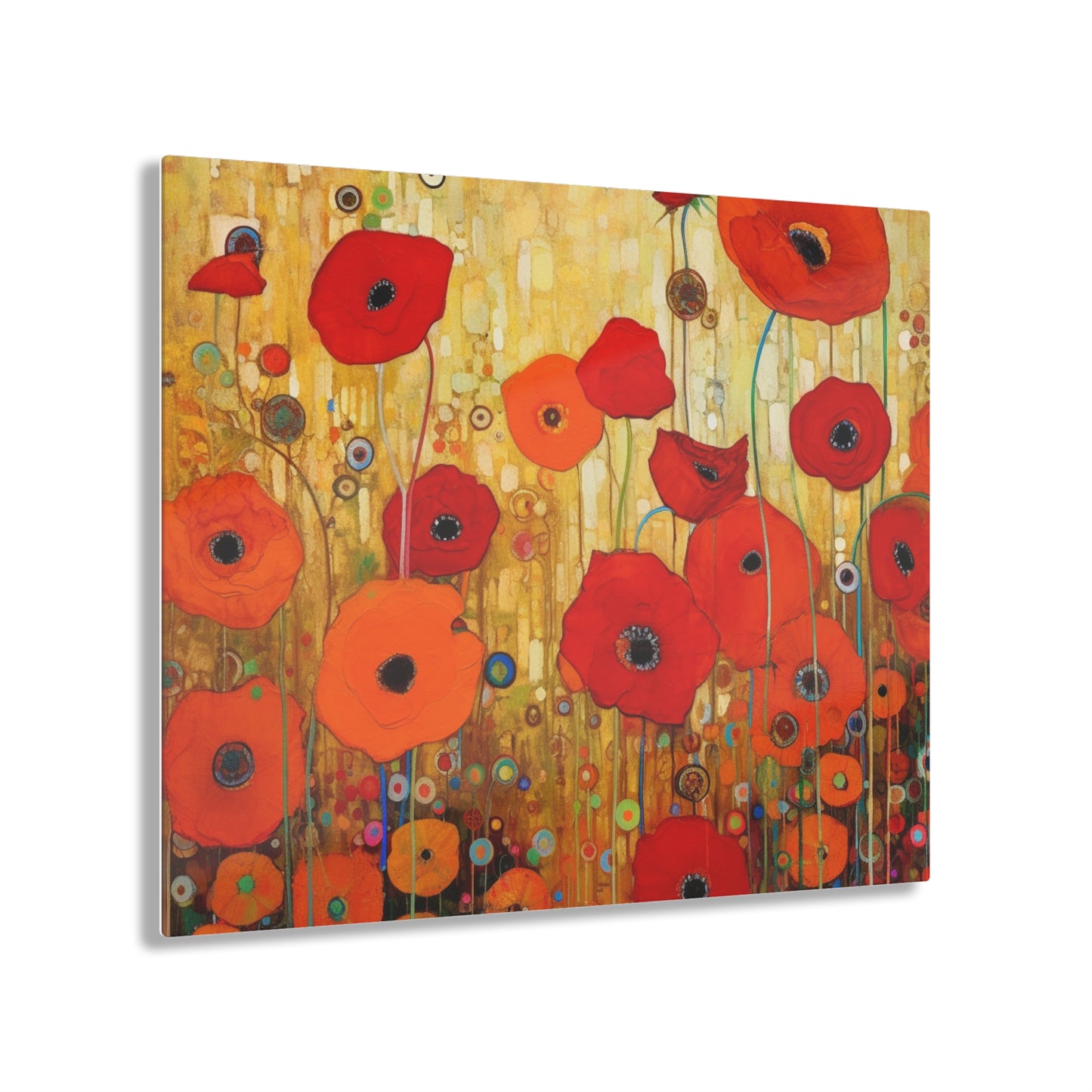 Floral Symphony: Acrylic Prints showcasing Gustav Klimt's Poppies in Art Nouveau