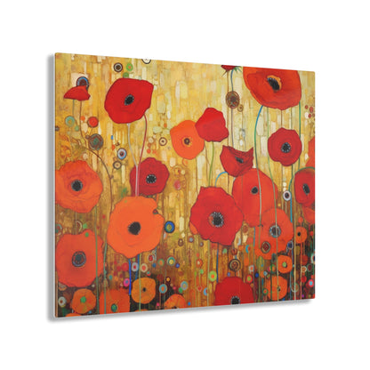 Floral Symphony: Acrylic Prints showcasing Gustav Klimt's Poppies in Art Nouveau