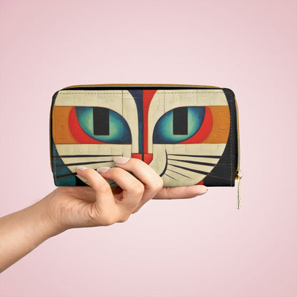 Artistic Vintage Vibes: Picasso-Inspired Midcentury Modern Zipper Wallet for Retro Fashion