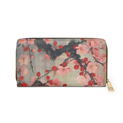 Cherry Blossom Bliss: Zipper Wallet Embracing the Beauty of Floral Art and Drawings