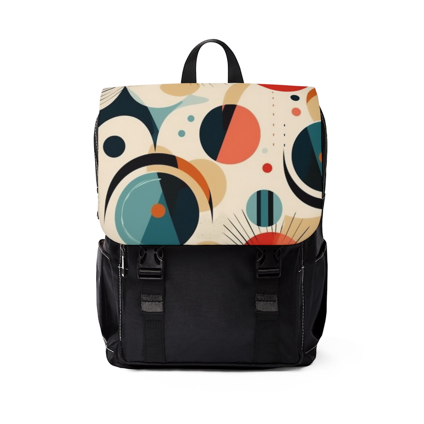 Abstract Elegance: Midcentury Modern Unisex Casual Shoulder Backpack with Modern Abstract Art and Vintage Fashion