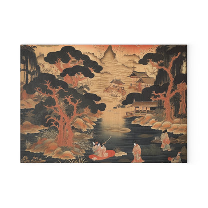 Custom Japanese Tapestry Glass Cutting Board: Your Personalized Artistic Statement