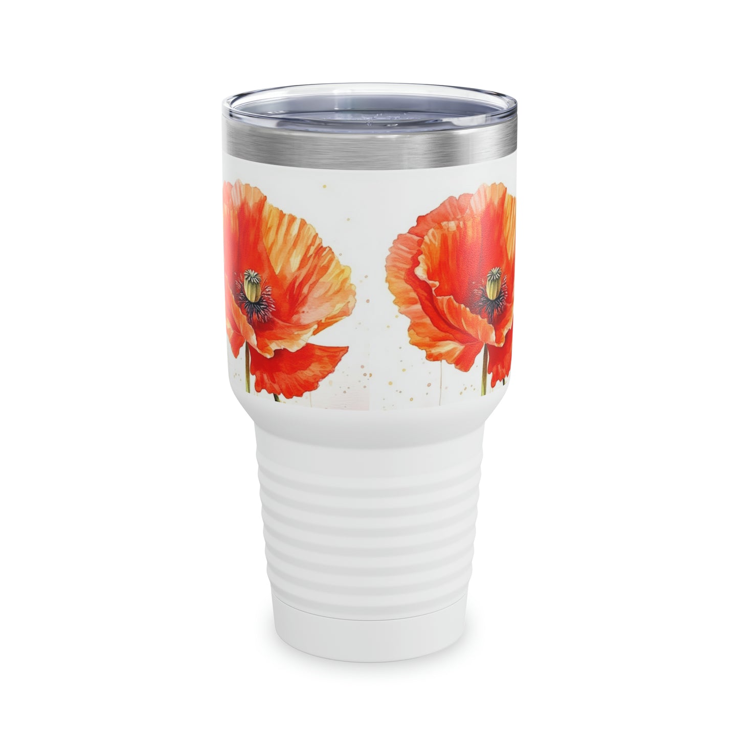 Vibrant Poppies: Ringneck Tumbler with Watercolor Floral Elegance