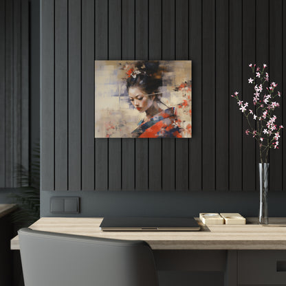 Japanese-Inspired Abstract Oil Painting Acrylic Prints: Celebrating Geisha Beauty