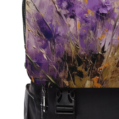 Expressive Lavender Drawing on Unisex Casual Shoulder Backpack: A Symphony of Colors and Petals
