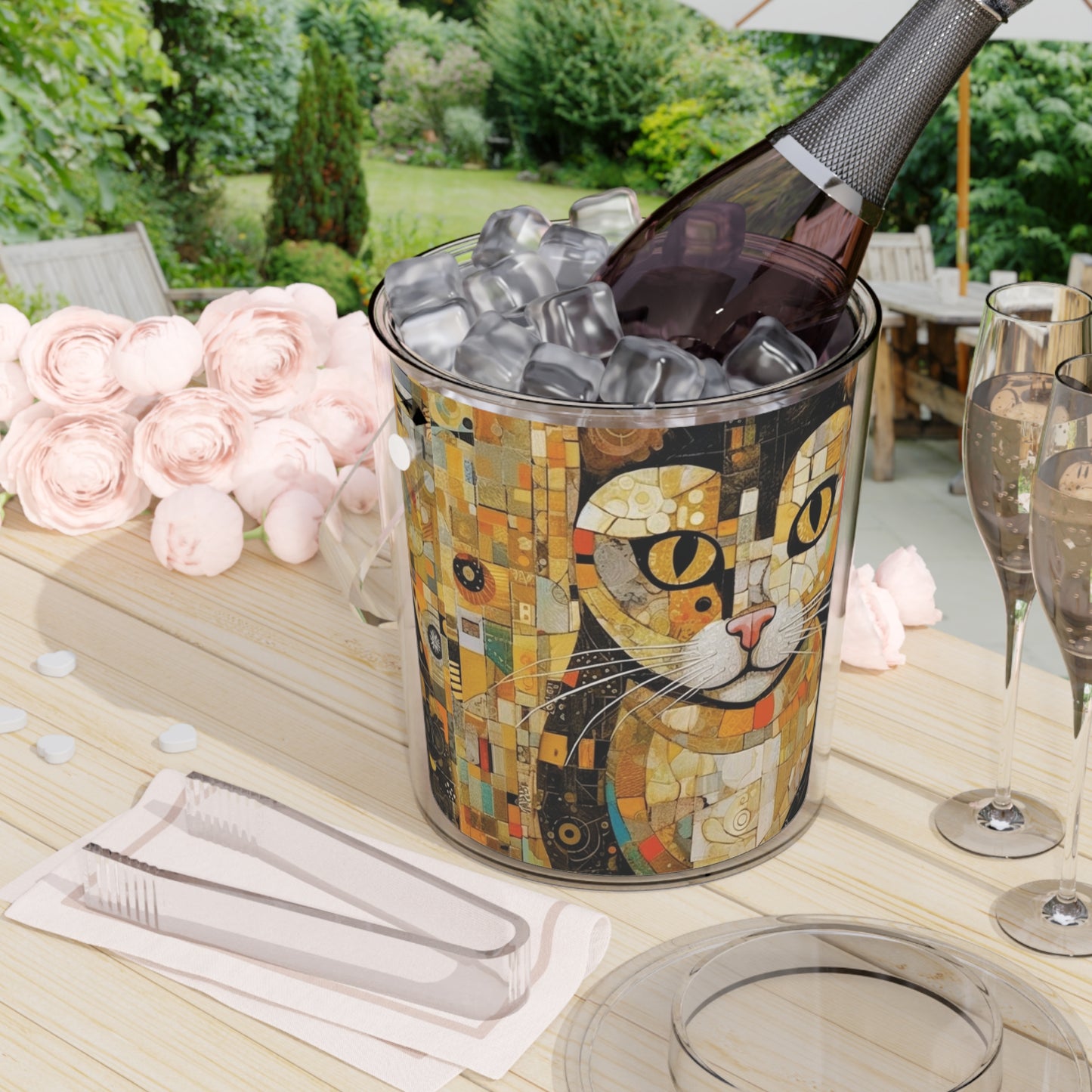 Modern Art Fusion: Vienna Secession Ice Bucket with Tongs