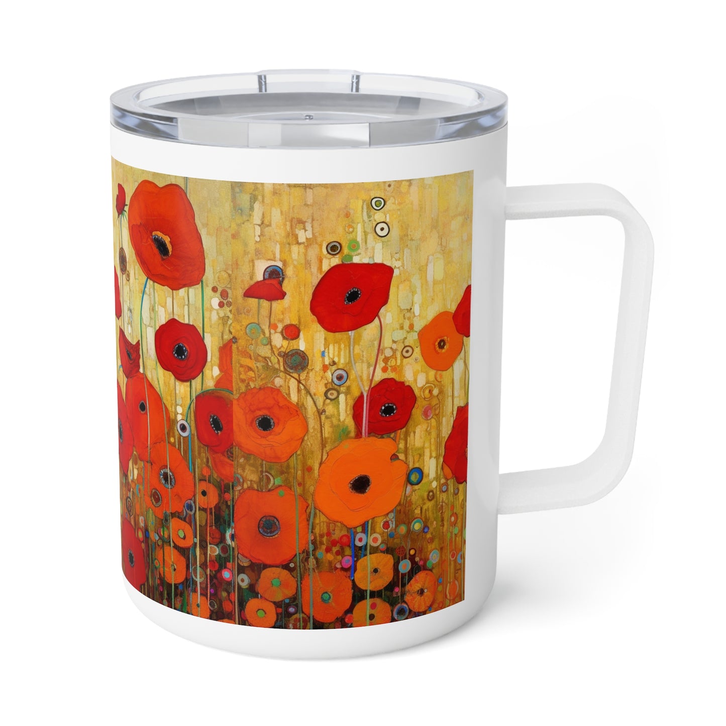 Vienna Secession Inspiration: Gustav Klimt Poppies Insulated Coffee Mug