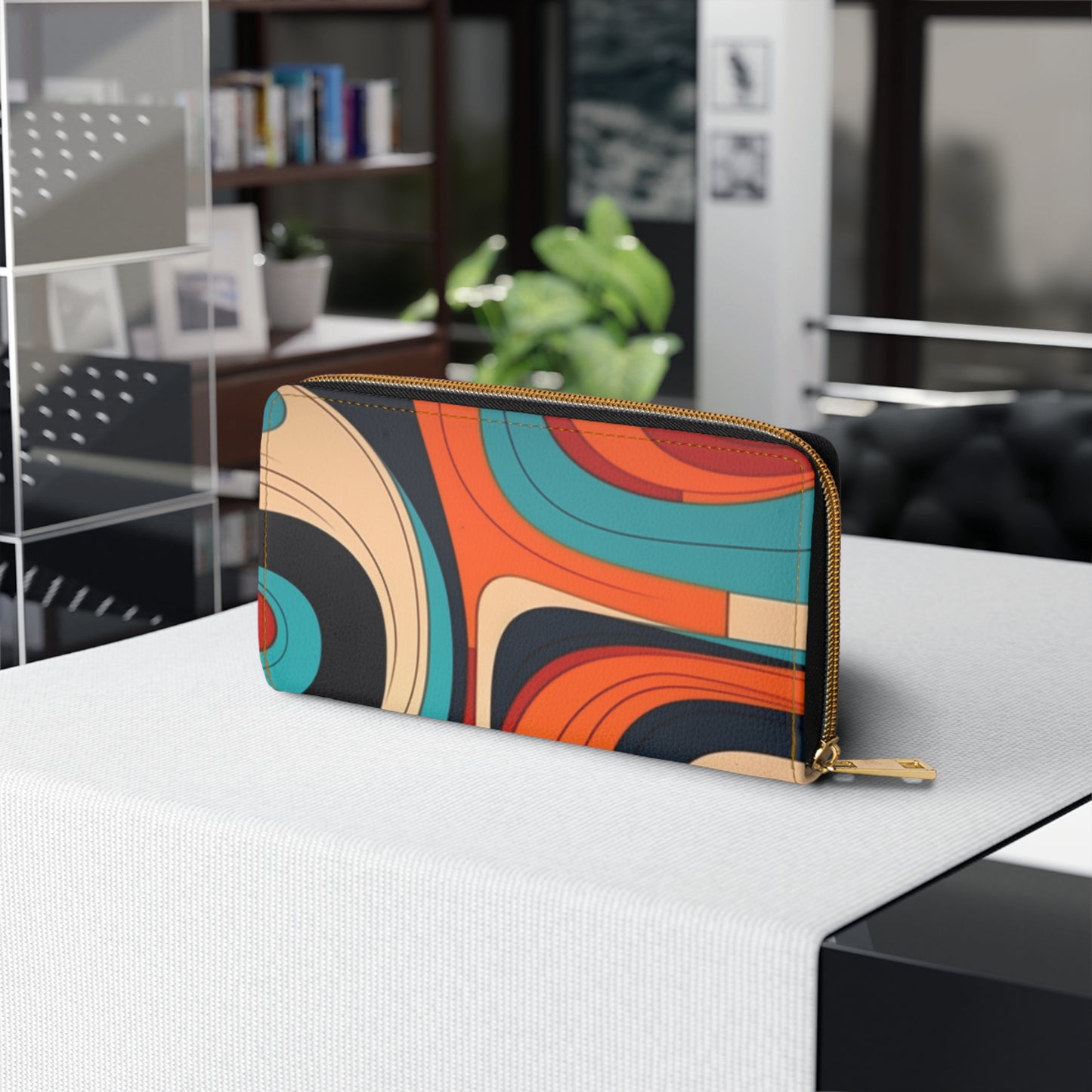 Midcentury Abstractions: Abstract-Inspired Zipper Wallet for Atomic Age Design