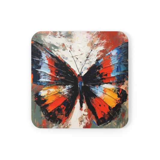 Corkwood Coaster Set with Bauhaus-Inspired Butterfly Drawing: A Harmonious Blend of Art and Functionality