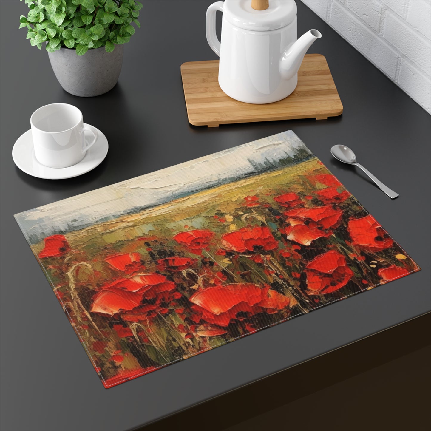 Abstract Poppy Fields: Placemat for Artistic Inspiration