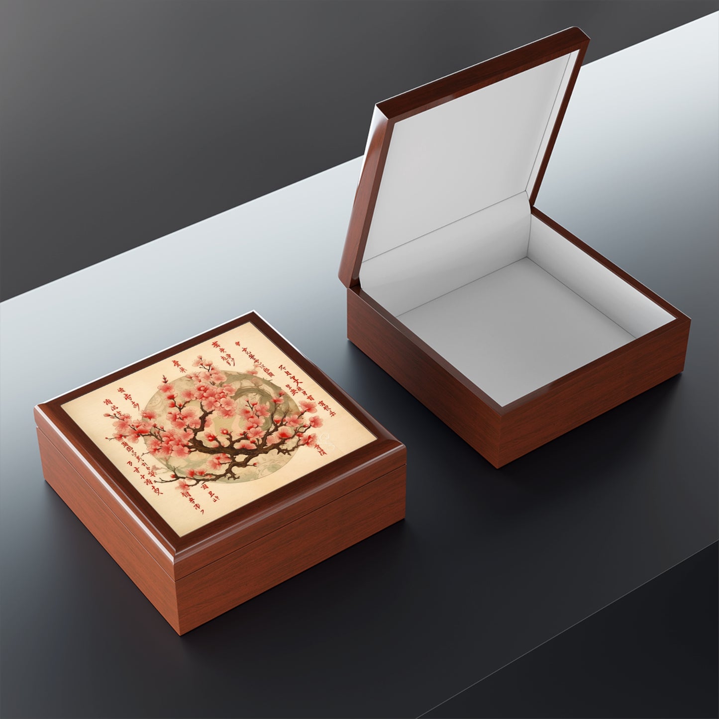 Whimsical Blossom Dreams: Jewelry Box with Delightful Flower Drawings and Cherry Blossoms