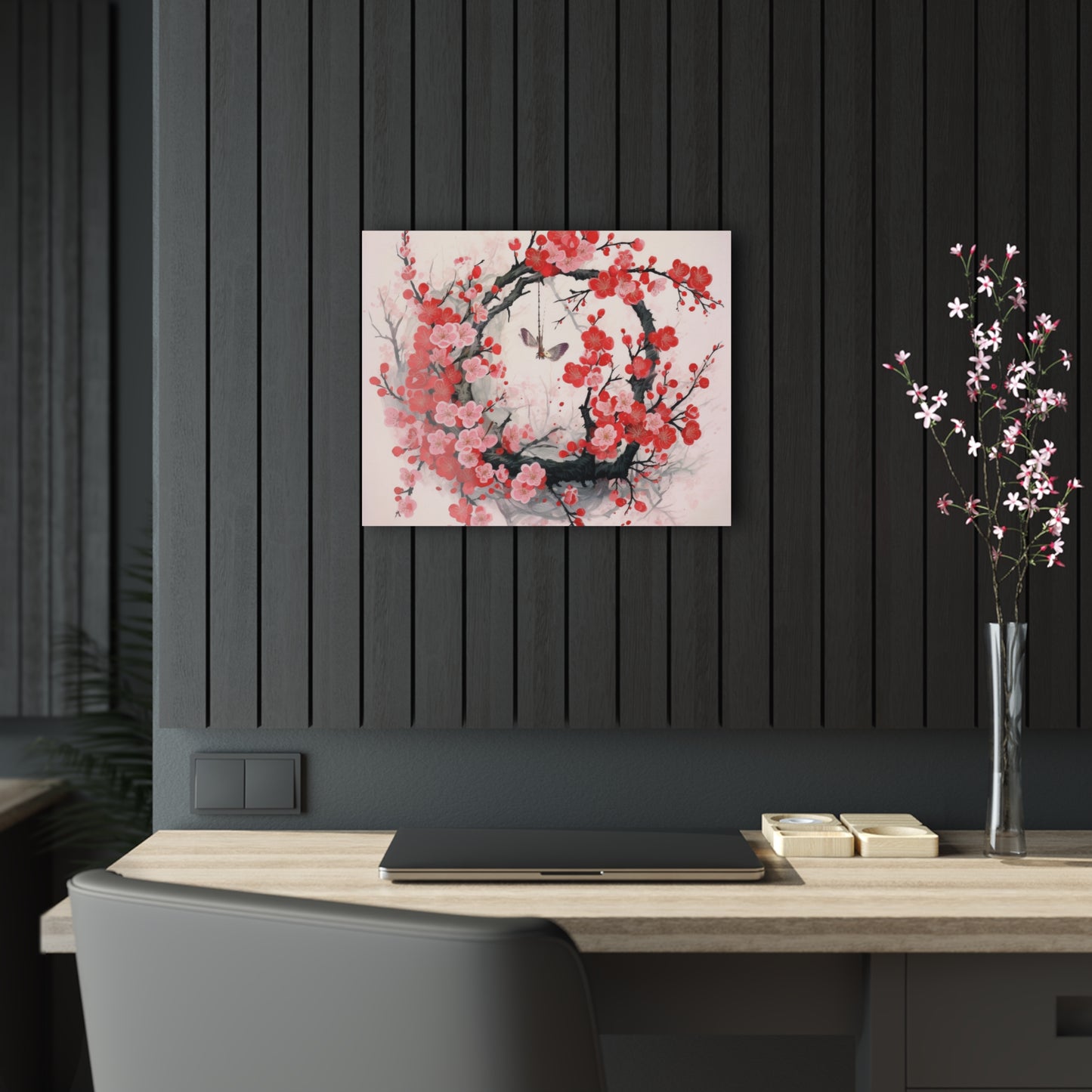 Cherry Blossom Delight: Acrylic Prints Adorned with Intricate Flower Drawings and Artistry