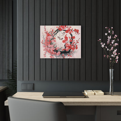 Cherry Blossom Delight: Acrylic Prints Adorned with Intricate Flower Drawings and Artistry