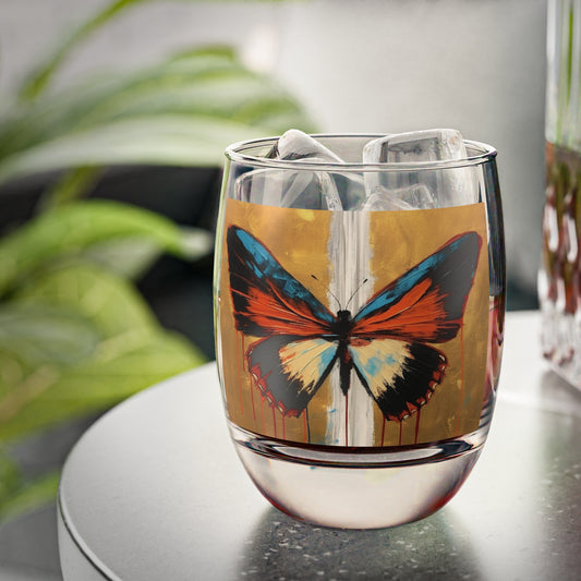 Whiskey Glass with Bauhaus Butterfly: A Fusion of Art and Nature