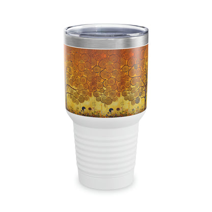 Symbolic Serenity: Ringneck Tumbler with Gustav Klimt's Tree of Life, Inspiring Artistic Elegance