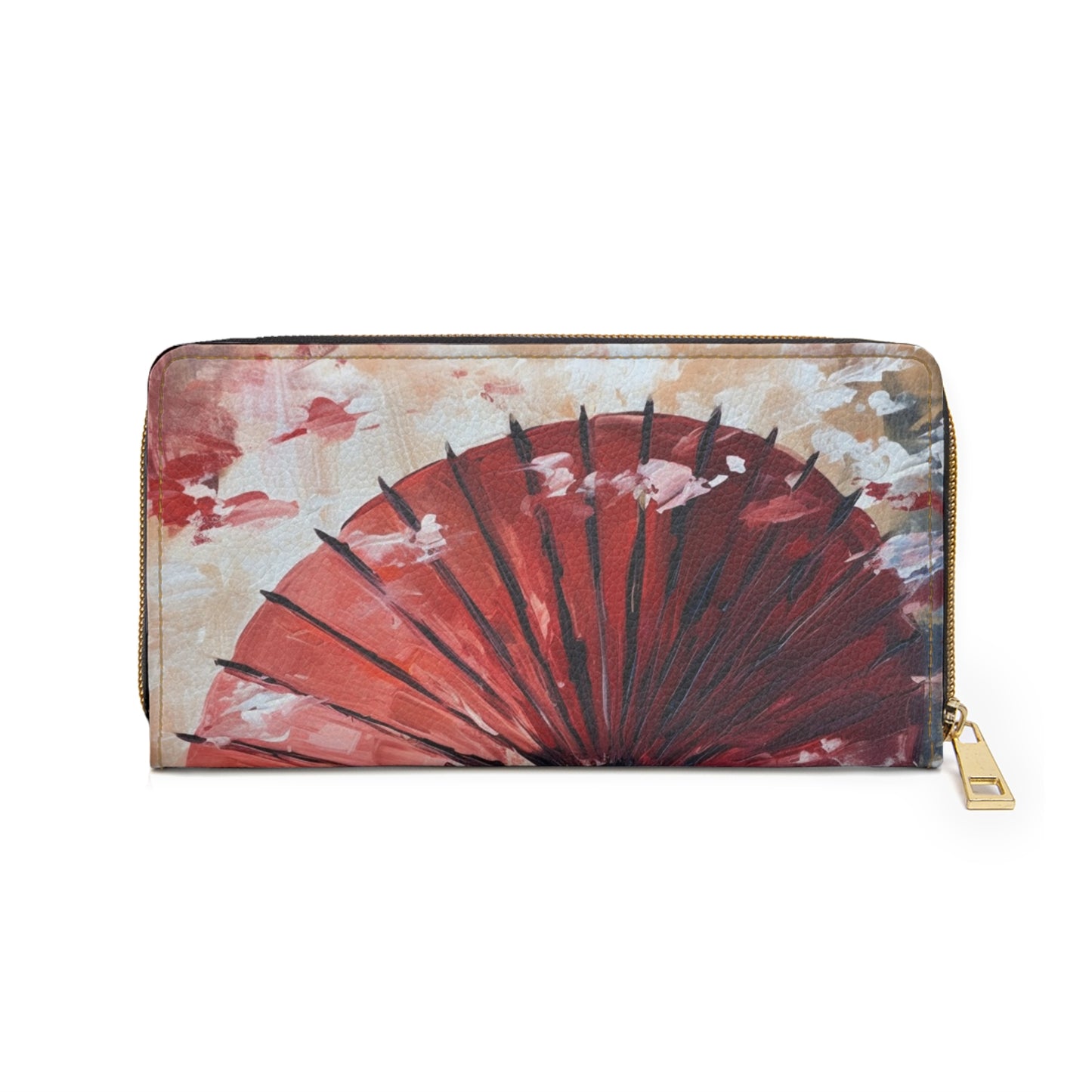 Abstract Japanese Umbrella Painting Zipper Wallet