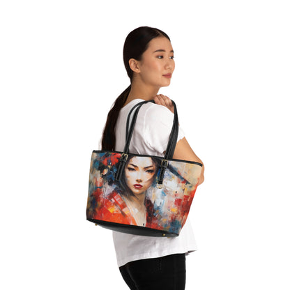 Abstract Geisha Art PU Leather Shoulder Bag: Captivating Brushstrokes in a Japanese Aesthetic