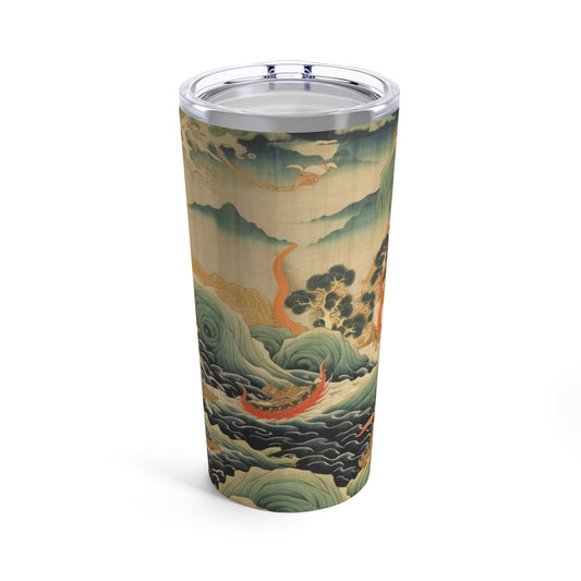 Harmony of the Elements: Japanese Tapestry-Inspired Tumbler 20 oz