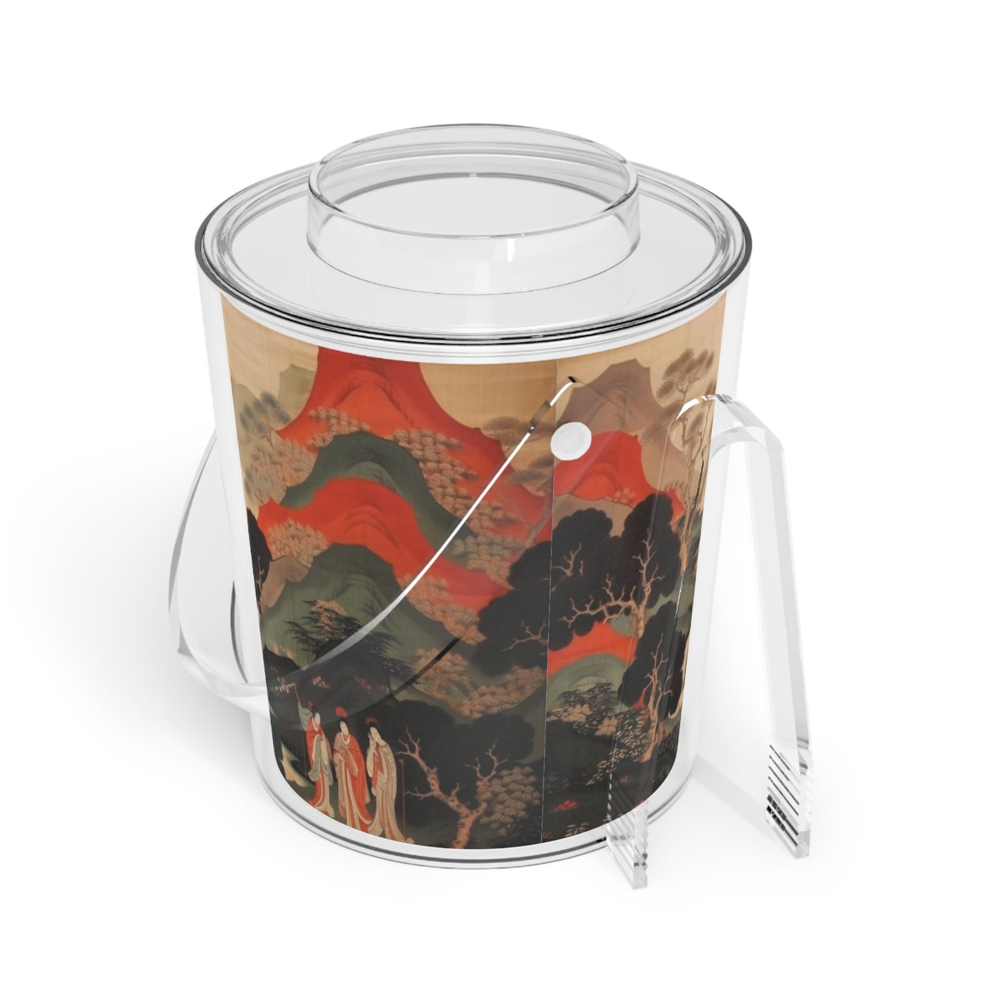 Custom Japanese Tapestry on a Ice Bucket with Tongs- Elevate Your Drink Experience with Unique Artistic Expression