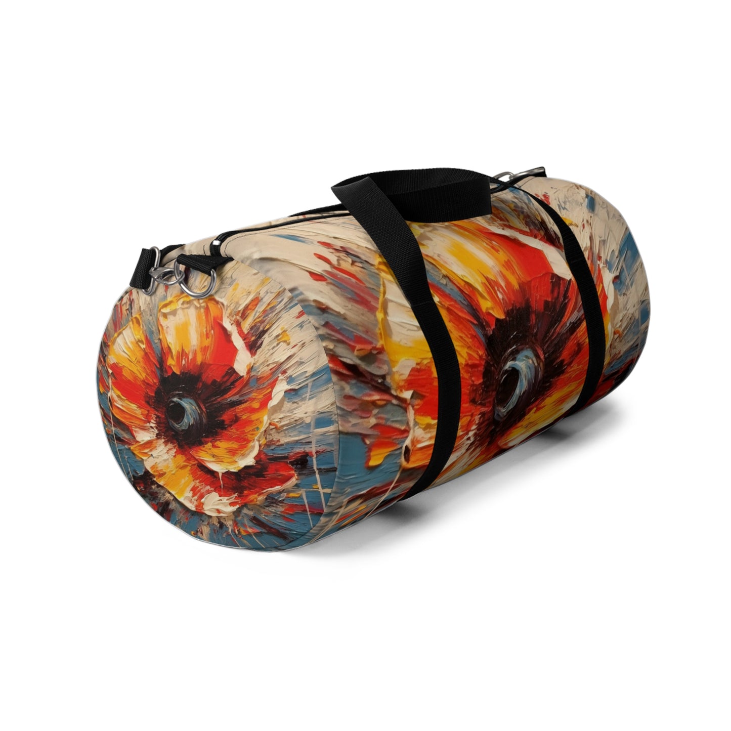 Poppy Symphony: Duffel Bag with Abstract Floral Artwork