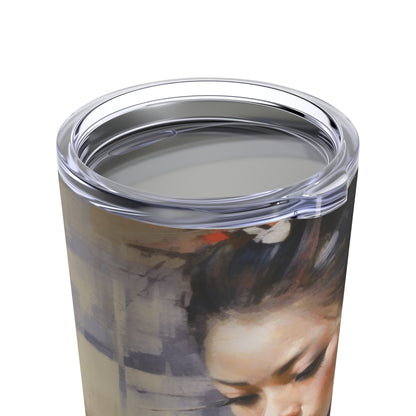 Japanese-Inspired Abstract Oil Painting Tumbler: Celebrating Geisha Beauty