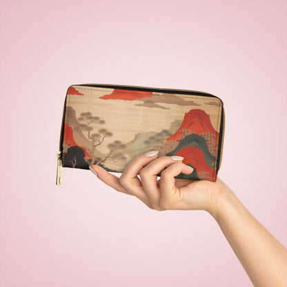 Custom Japanese Tapestry on a Zipper Wallet - Unique Artistic Expression