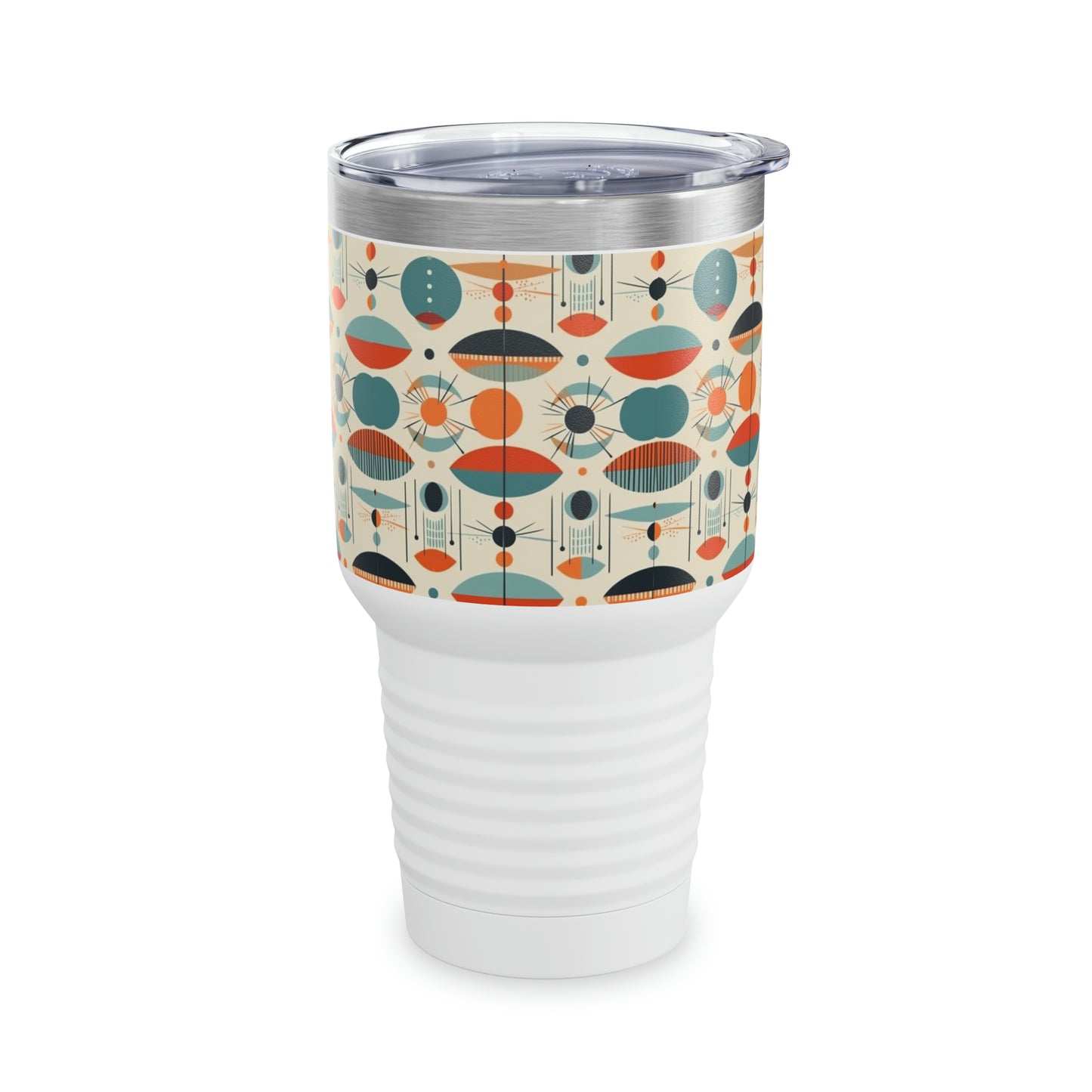 Artful Fusion: Vintage Fashion-inspired Ringneck Tumbler with Midcentury Modern Design
