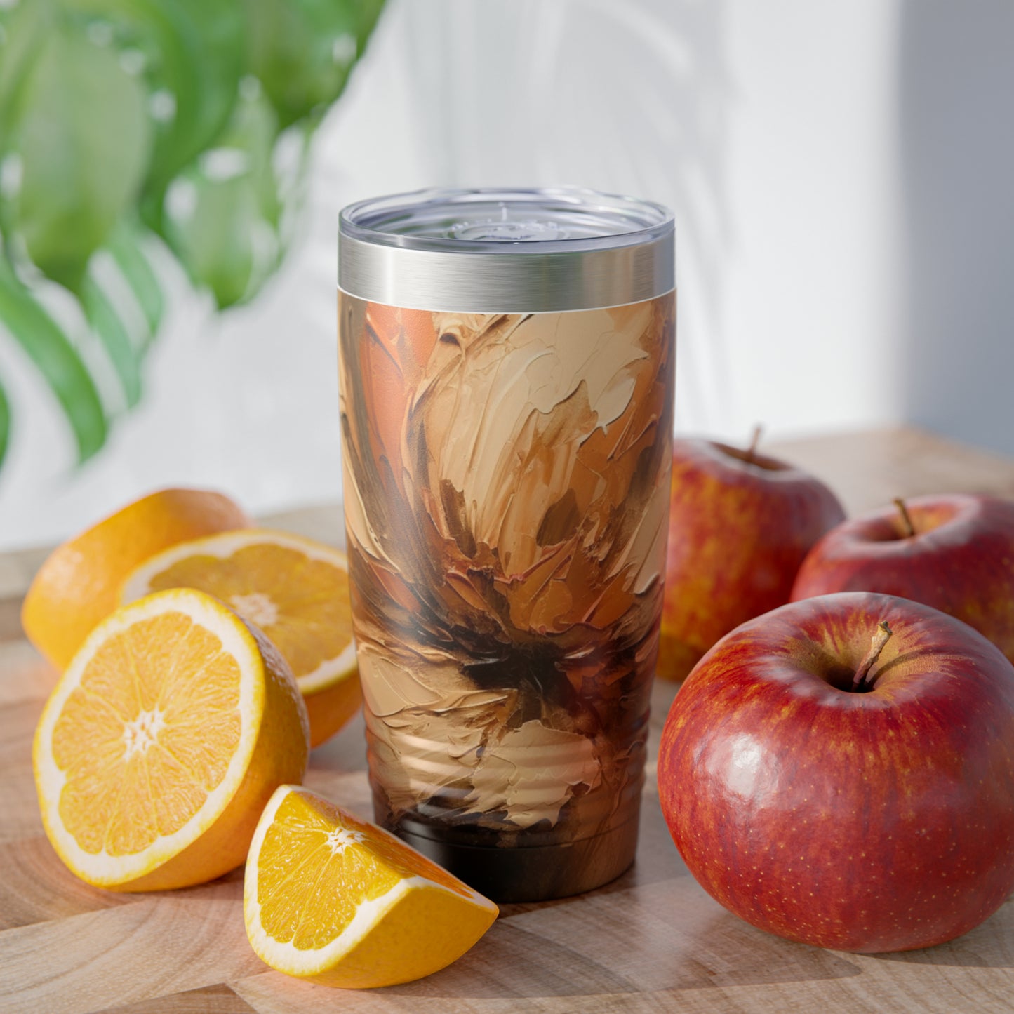 Artistic Fusion: Tumbler Infused with Tan Hua-Inspired Abstract Art