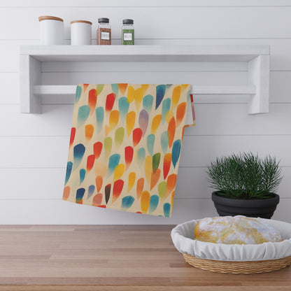 Artistic Expressions: Kitchen Towel Inspired by Tarō Okamoto and Primary Abstraction