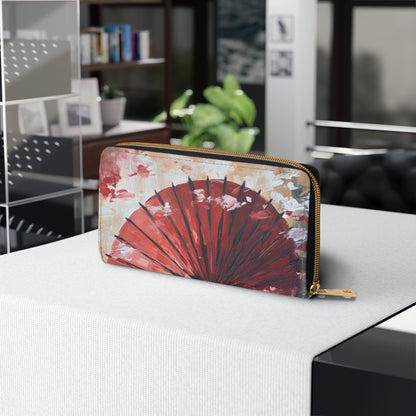 Abstract Japanese Umbrella Painting Zipper Wallet