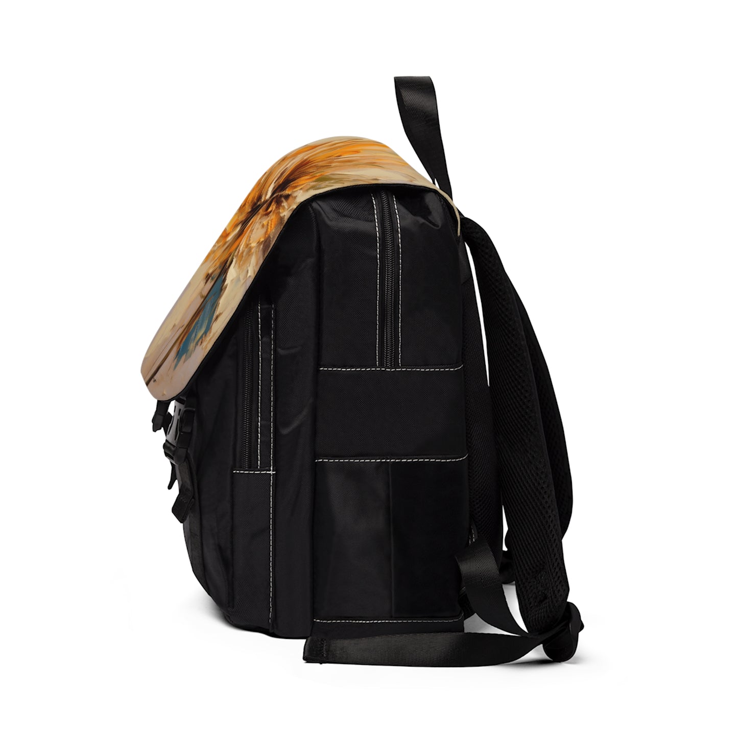 A Brush of Nature's Elegance: Unisex Casual Shoulder Backpack for Artistic Flower Lovers