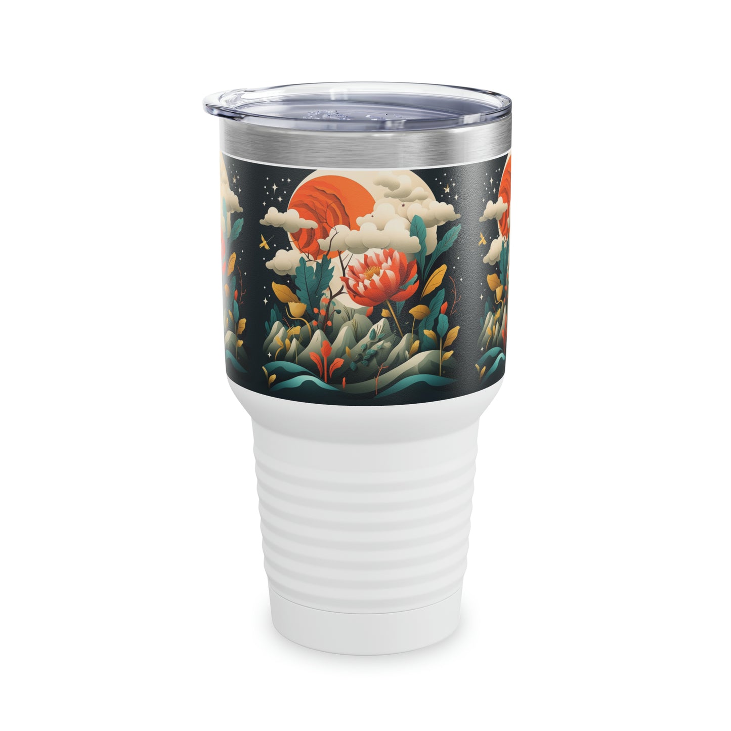 Midcentury Abstract Bliss: Ringneck Tumbler with Modern Abstract Art and Vintage Fashion Vibes