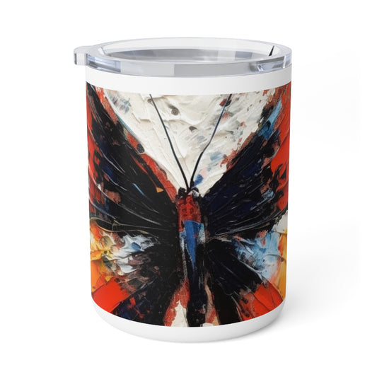 Insulated Coffee Mug with Bauhaus-Inspired Butterfly Drawing: A Harmonious Blend of Art and Functionality
