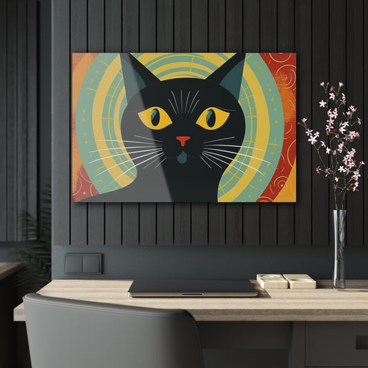 Nordic Whisker Elegance: Scandinavian-Inspired Midcentury Modern Cat Acrylic Prints