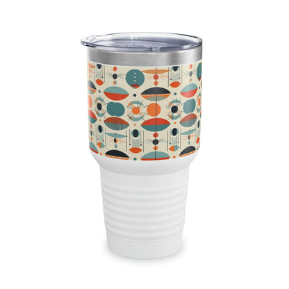Artful Fusion: Vintage Fashion-inspired Ringneck Tumbler with Midcentury Modern Design