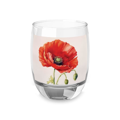 Vibrant Watercolor Poppy Whiskey Glass: Beauty of Nature