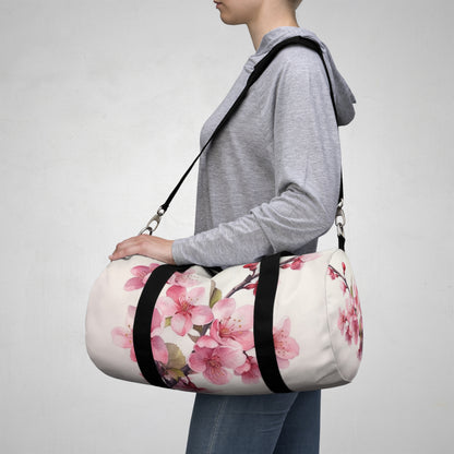 Artistic Flourish: Floral Watercolor Cherry Blossom Duffel Bag