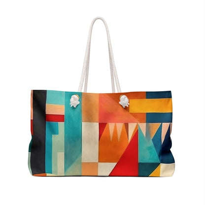 Geometric Abstract Sophistication: Midcentury Modern Weekender Bag for Women