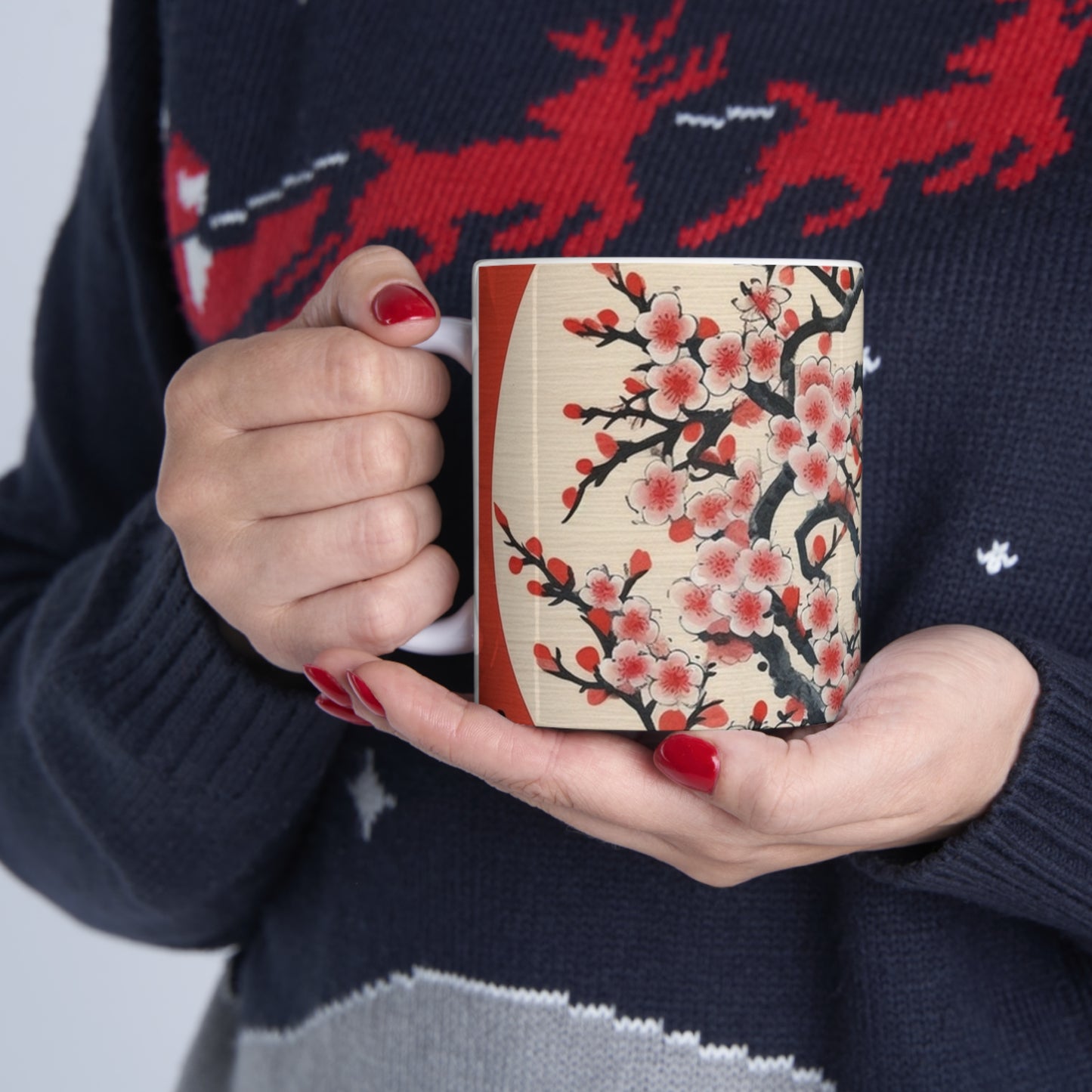 Floral Elegance: Ceramic Mug Adorned with Stunning Flower Drawings