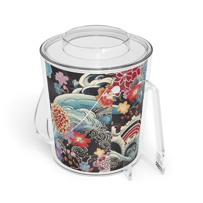 Authentic Japanese Kimono Ice Bucket with Tongs: Embrace Tradition