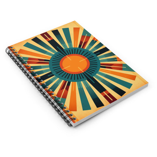 Vintage Radiance: Midcentury Modern Sun Spiral Notebook