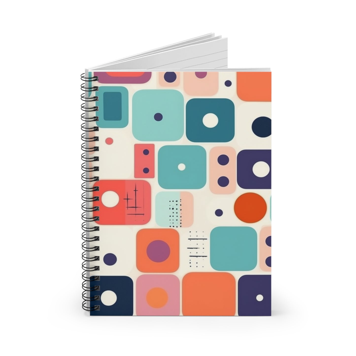 Retro Chic: Atomic Age-Inspired Spiral Notebook with Midcentury Modern Design and 1960s Fashion