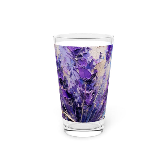 Vibrant Lavender Art on Pint Glass: A Floral Delight for Your Senses
