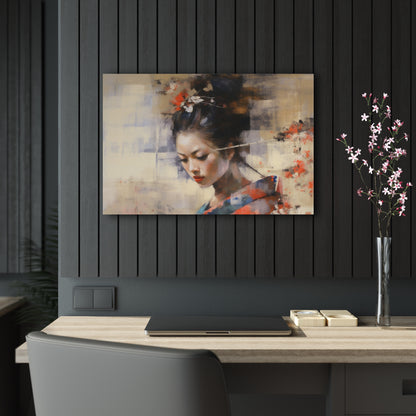 Japanese-Inspired Abstract Oil Painting Acrylic Prints: Celebrating Geisha Beauty