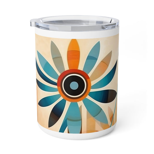 Midcentury Elegance: Vintage Fashion-Inspired Flower Drawings on Insulated Coffee Mug