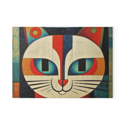Artistic Vintage Vibes: Picasso-Inspired Midcentury Modern Glass Cutting Board for Retro Fashion