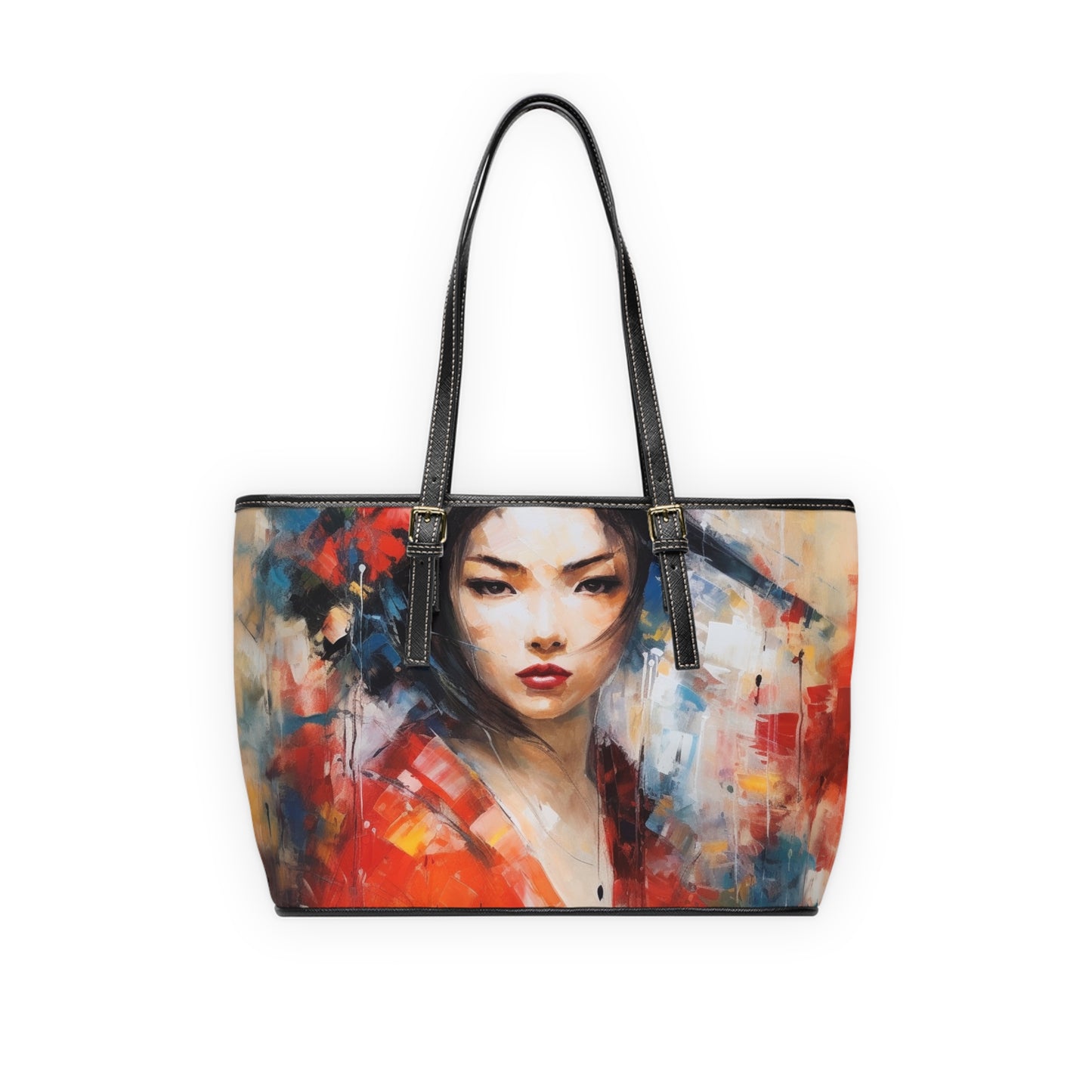Abstract Geisha Art PU Leather Shoulder Bag: Captivating Brushstrokes in a Japanese Aesthetic